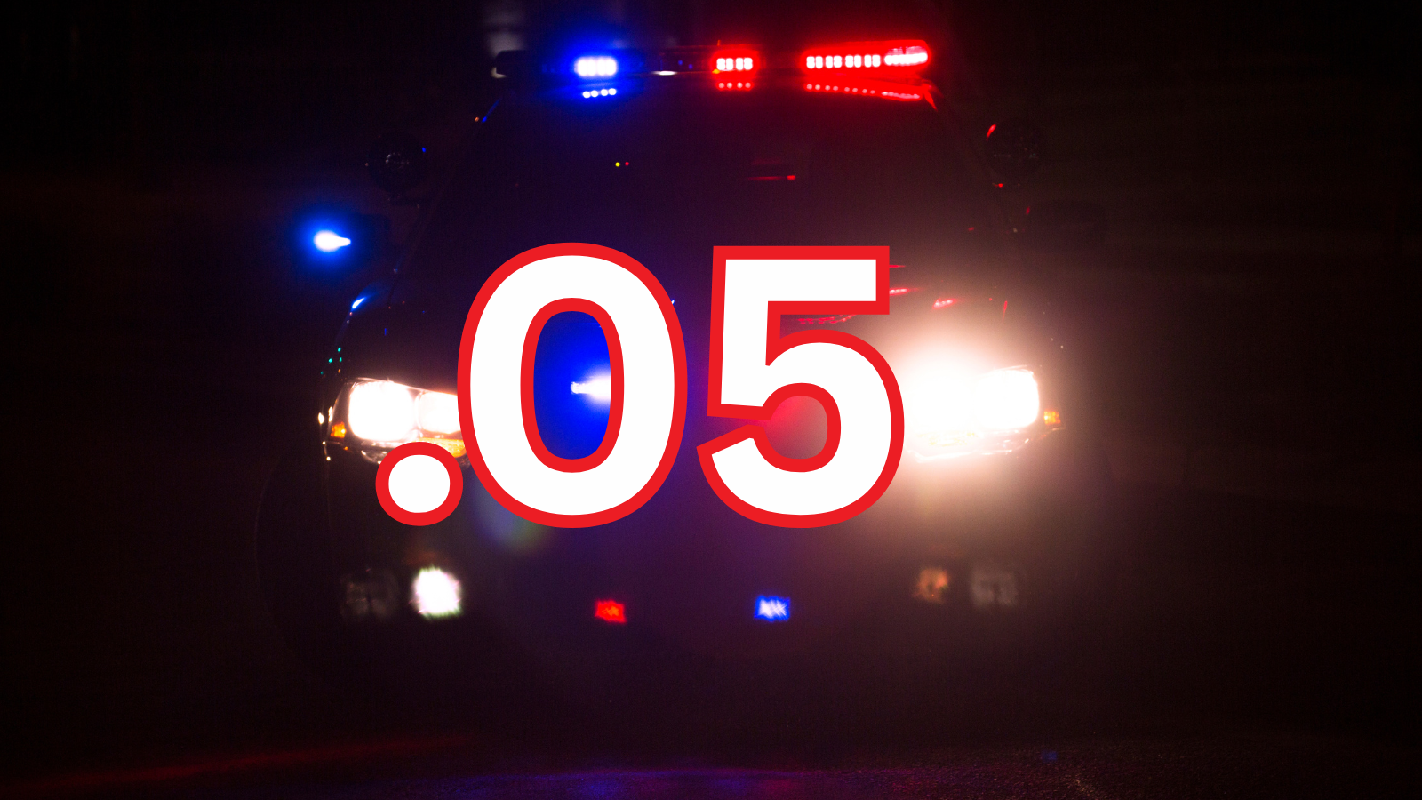 Police car lights with .05 superimposed on top of the photo