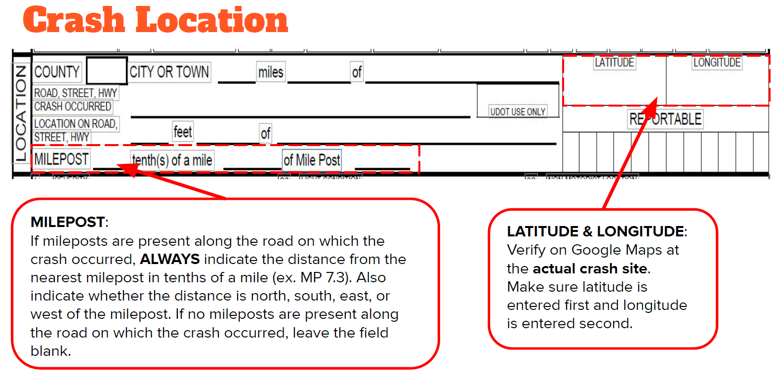 Screen cap from training for crash entry