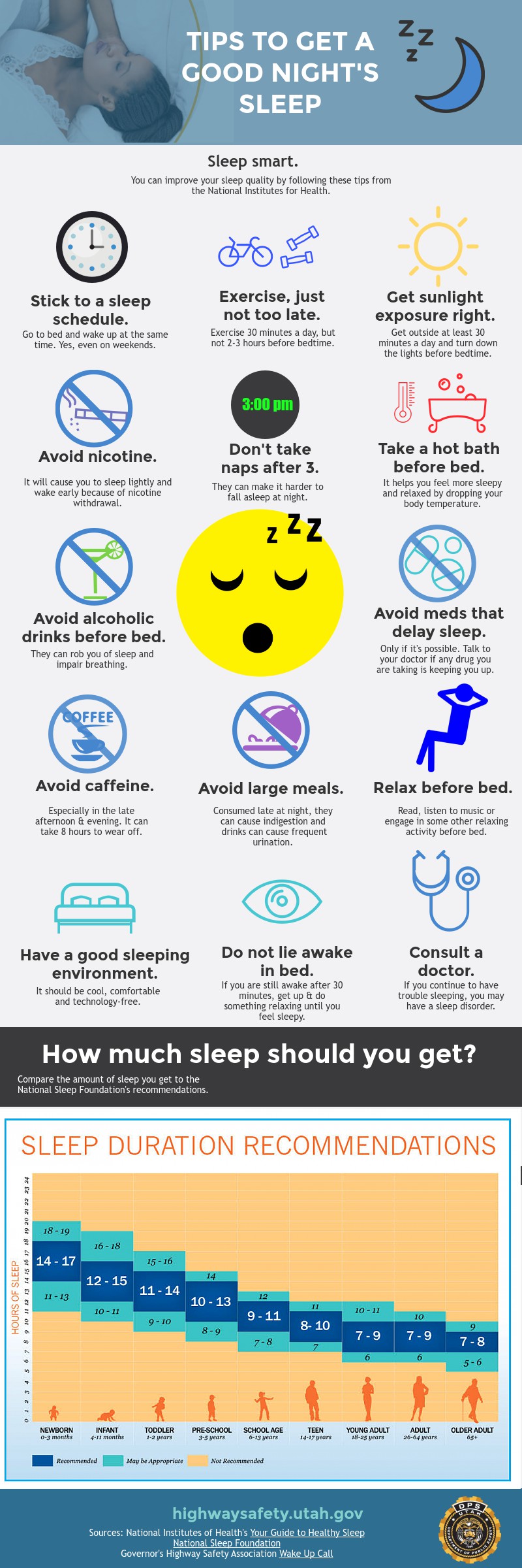 Infographic with tips to help improve your sleep